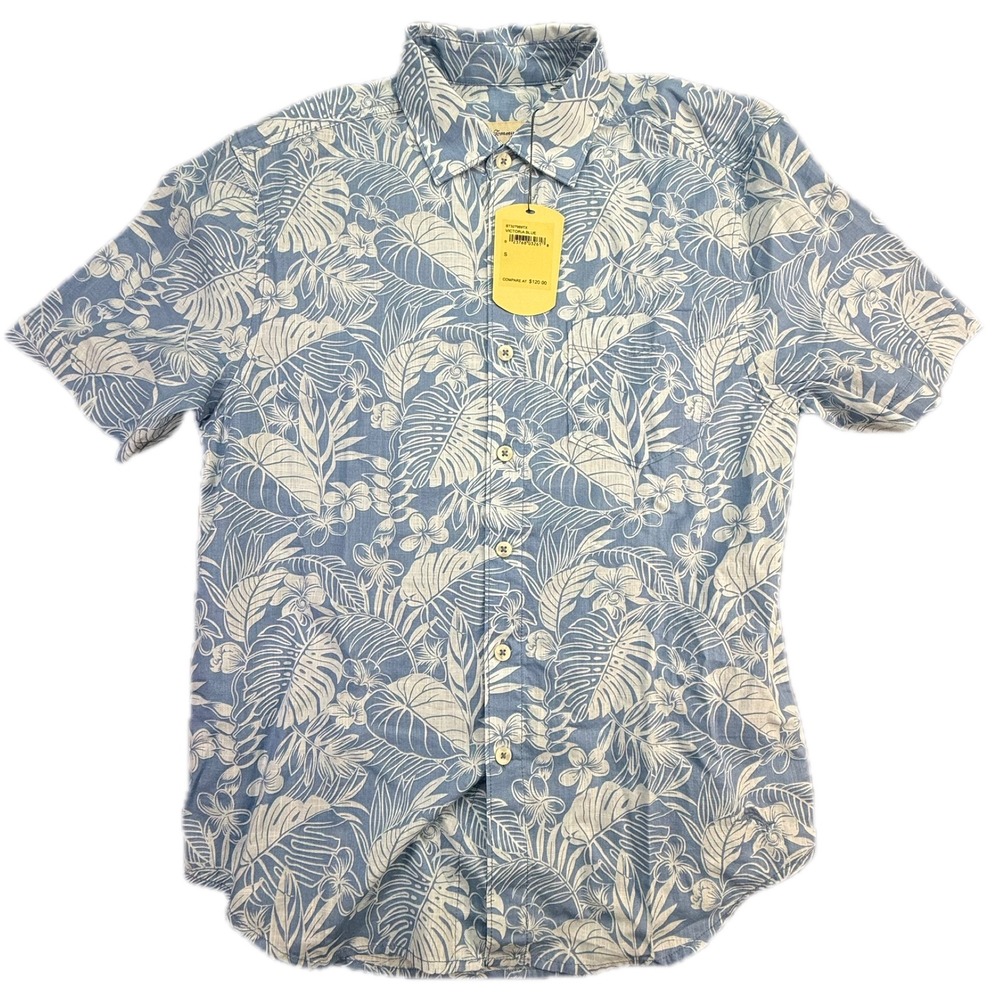Tommy Bahama Button Up Shirt Mens Small Blue Tropical Floral ST327989TX